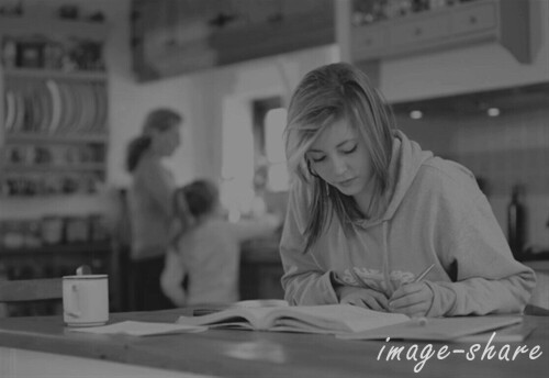 Young student doing homework.