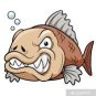 vector illustration of angry fish cartoon